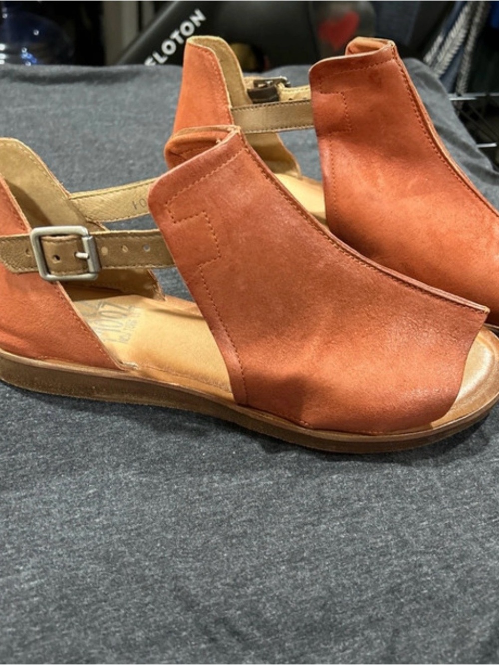 Miz Mooz Orange Suede Open-Toe Ankle Sandals - Picture 2 of 8